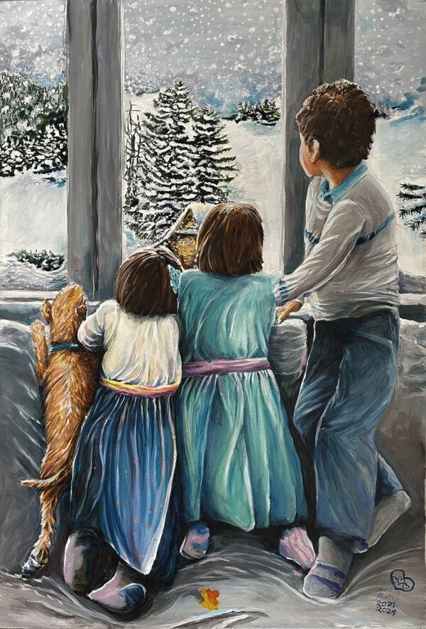 Children Embraced by the Magic of Snowfall