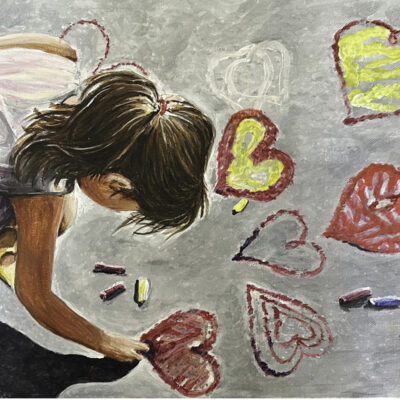 Girl Drawing Hearts