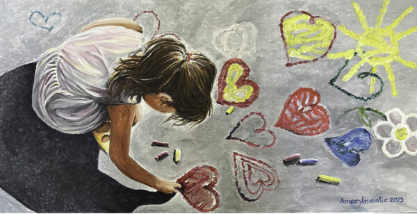 Girl Drawing Hearts